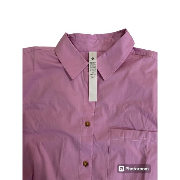 NWT, Lululemon Pink Poplin Button Down Shirt Women’s Sz L - Picture 5 of 6